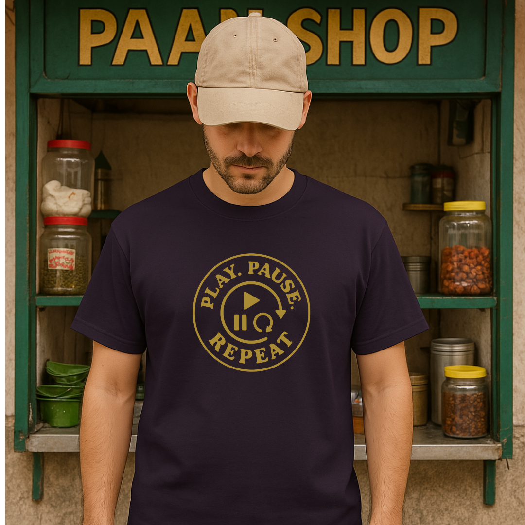 Play pause repeat Unisex Classic Crew T-Shirt