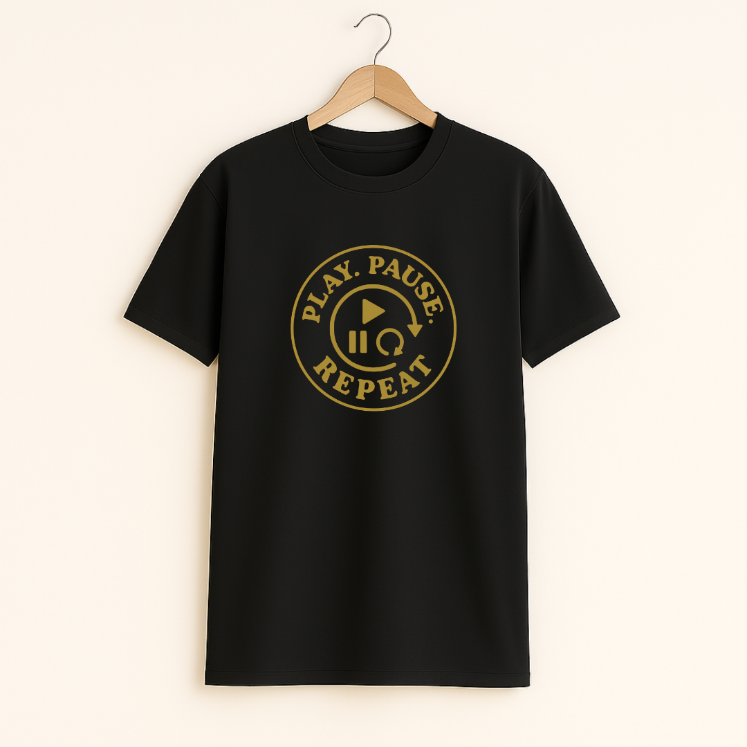 Play pause repeat Unisex Classic Crew T-Shirt