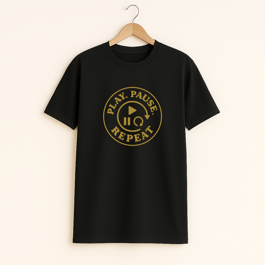 Play pause repeat Unisex Classic Crew T-Shirt
