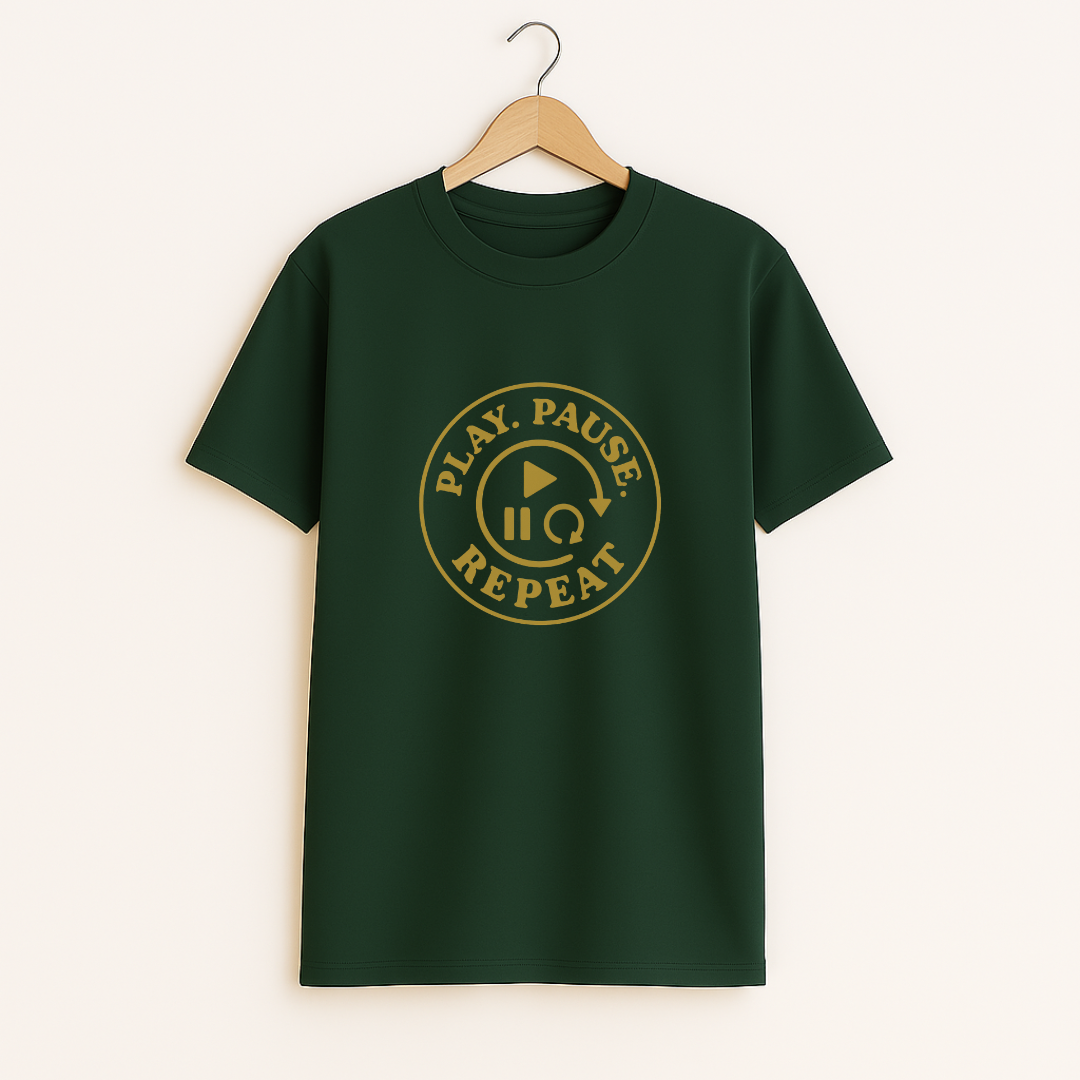 Play pause repeat Unisex Classic Crew T-Shirt