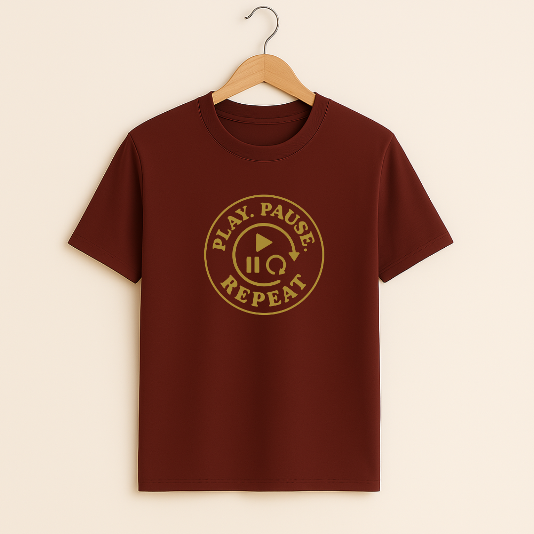 Play pause repeat Unisex Classic Crew T-Shirt
