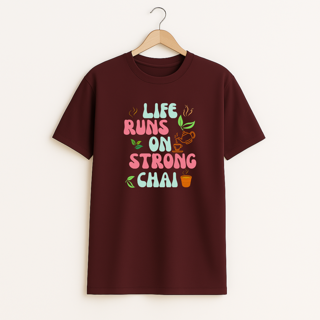 LIFE RUNS ON STRONG CHAI (DARK ) Unisex Classic Crew T-Shirt