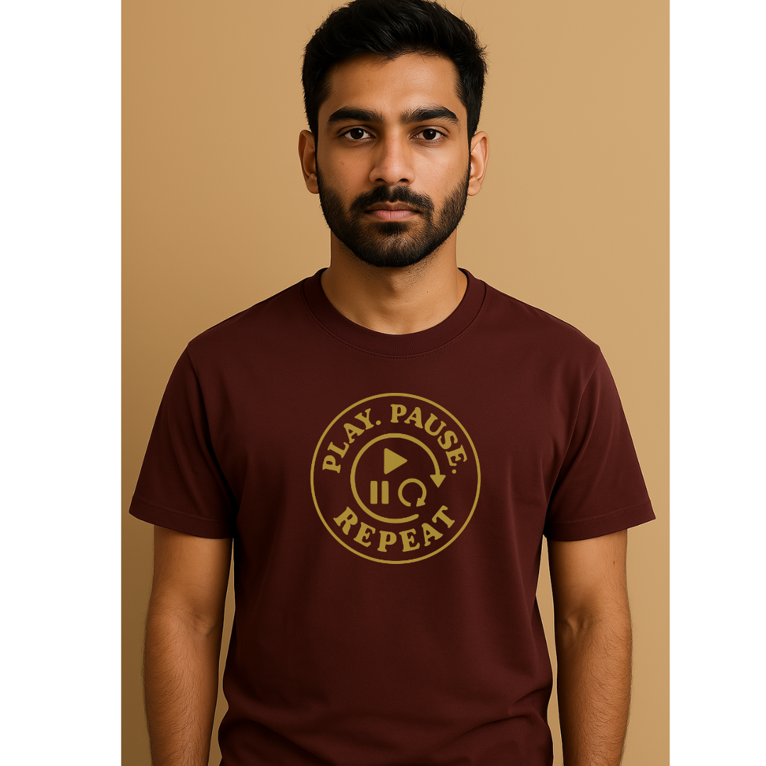 Play pause repeat Unisex Classic Crew T-Shirt