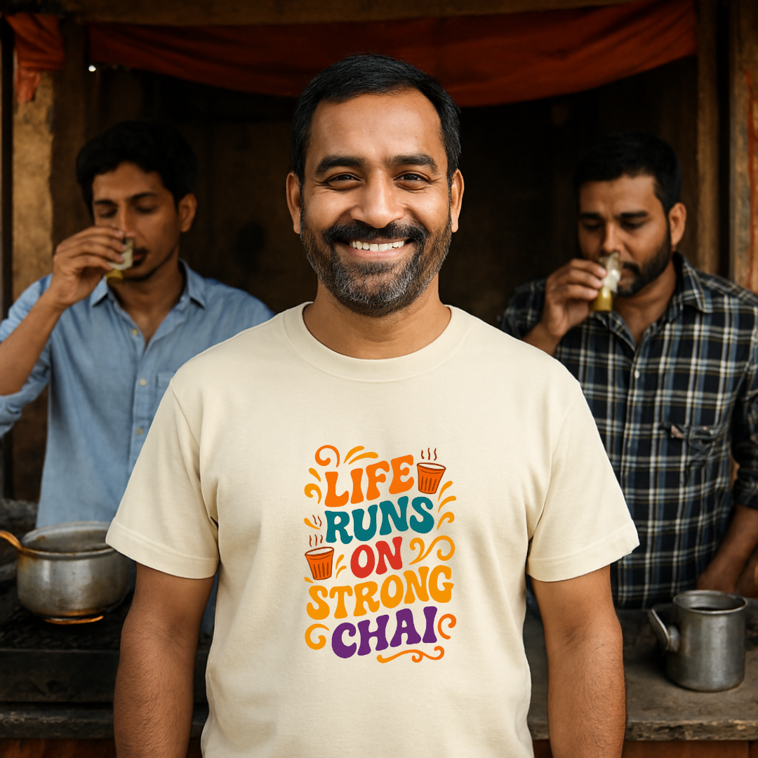 LIFE RUNS ON STRONG CHAI Unisex Classic Crew T-Shirt